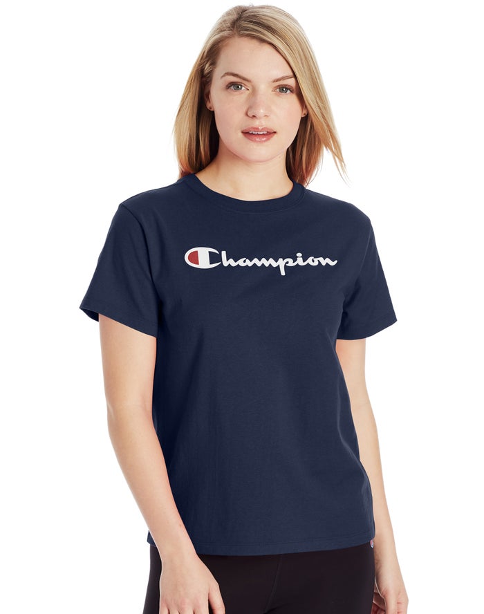 Champion T-Shirt Dames - Donkerblauw - Classic ( 365879-JBI )